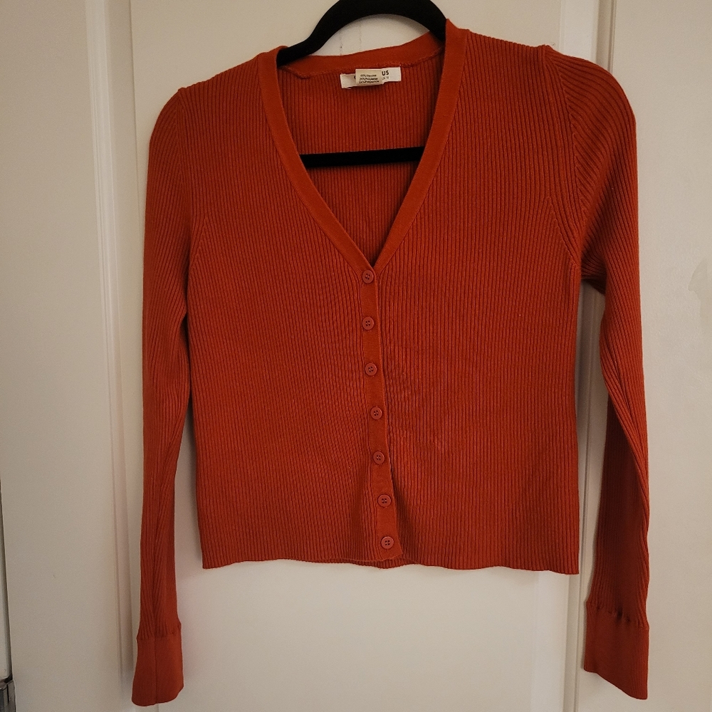 Glamorous ASOS fitted cardigan sweater in terracotta size L